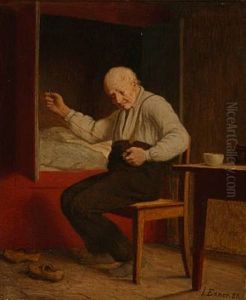 A Man Is Sewing On A Button by Johann Julius Exner
