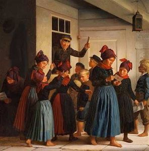 Born Uden For Postkontoret Efter Postens Ankomst by Johann Julius Exner
