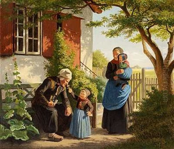 En Lille Pige Lader En Gammel Mand Lugte Til En Rose - view 1