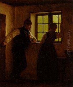 En Frierscene by Johann Julius Exner