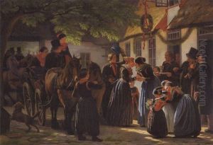 Et Brudepars Hjemkomst Fra Kirken. Bryllupsscene Fra Dragor, Amager by Johann Julius Exner