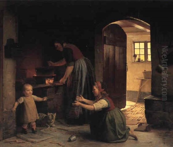 K+kkeninterior Med Mor Der Laver Mad Til Sine To Born - view 1