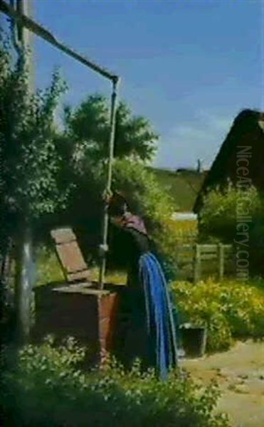 Fanopige Der Henter Vand Ved Bronden - view 1