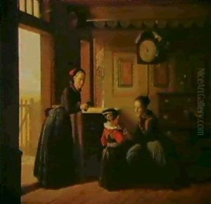 Interior Med En Lille Pige, Der Far Sat Sin Fine Kjole Interior Med En Lille Pige, Der Far Sat Sin Fine Kjole