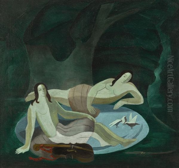 Nudes In An Emerald Forest With Cello - view 1
