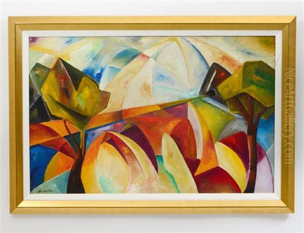 Abstracted Landscape With Mountains And Trees - view 1