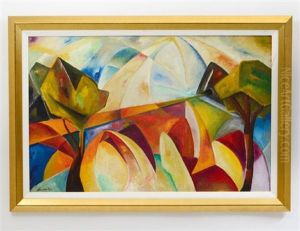 Abstracted Landscape With Mountains And Trees by Alexandra Exter