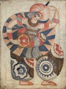 A Drummer In Russian National Dress