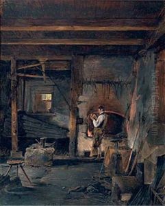 Eine Schmiede Zu Gosau by Franz Eybl