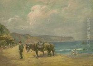 Donkeys On The Beach At Upgang Whitby by William Ashton