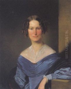 Bildnis Einer Dame In Blauem Kleid by Franz Eybl
