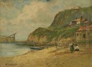 Figures On Tate Hill Sands Whitby by William Ashton