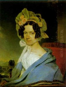 Portrait Einer Dame Vor Landschaftshintergrund