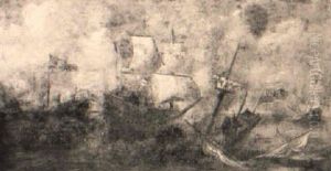 A Naval Battle Against The Turks by Caspar van Eyck