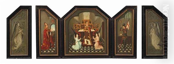 Saint Donatian, Pope Gregory The Great Flanked By Two Angels, And Saint George (triptych) - view 1