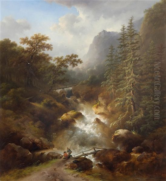A Mountain Landscape With A Stream - view 1