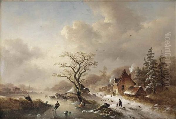 A Winter Landscape With Travellers On A Path - view 1