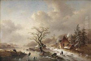 A Winter Landscape With Travellers On A Path A Winter Landscape With Travellers On A Path
