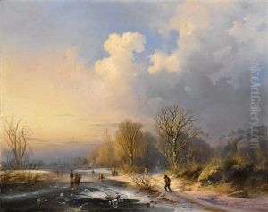 Winterlandschaft Mit Figurlicher Staffage by Charles van den Eycken I