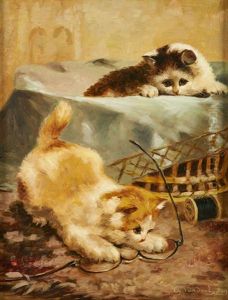Chatons Aux Lunettes by Charles van den Eycken I