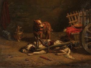 Taking A Rest- A Pair Of Dogs Pulling A Cart