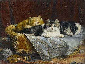 Mischief In The Sewing Basket by Charles van den Eycken