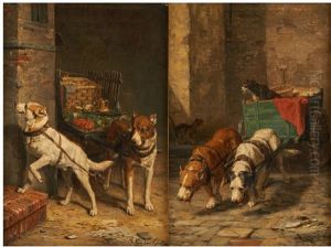 Attelages De Chiens (2 Works) by Charles van den Eycken
