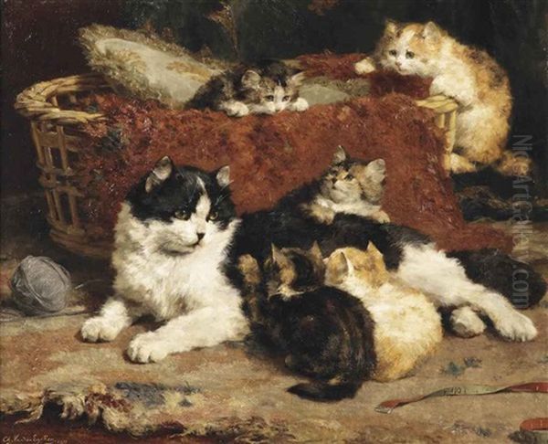Bonne Mere; A Cat And Her Kittens - view 1