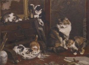 In The Artist's Studio; A Mischevious Game by Charles van den Eycken