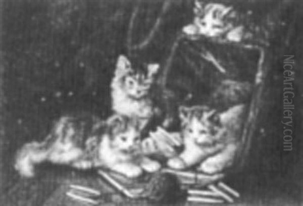 Kittens Playing In A Basket - view 1