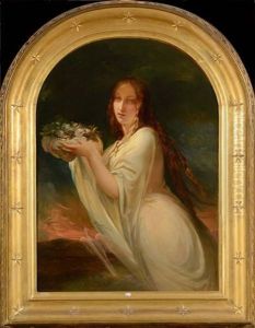 Jeune Fille Portant Une Couronne De Fleurs by Jean Baptiste Van Eycken