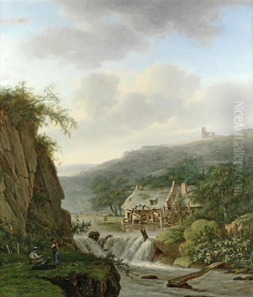 Figures By A Water Mill - view 1