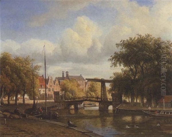 Blick Auf Eine Gracht Mit Zugbrucke (in Amsterdam?) - view 1