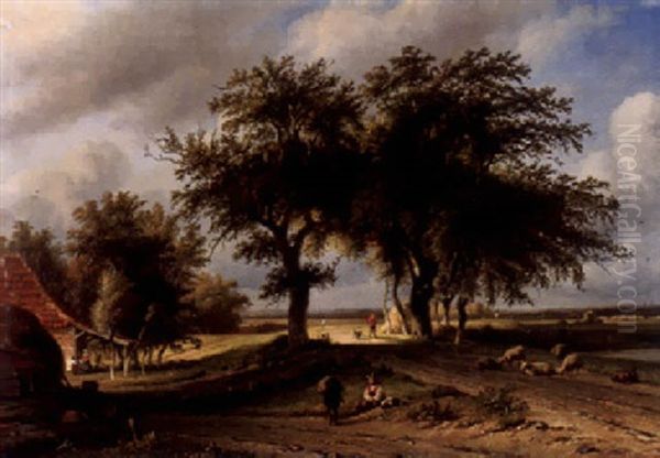 Sommerlandschaft Mit Figuren Und Schafen - view 1