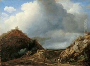 Hugelige Landschaft Mit Burgruine by Christian Friedrich Ezdorf