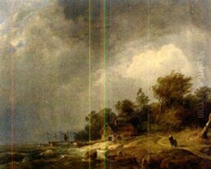 Romantisches Uferstuck Mit Personenstaffage by Christian Friedrich Ezdorf