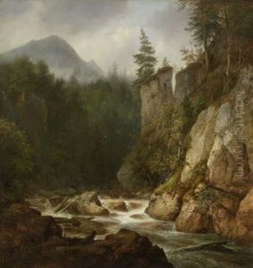 Gebirgsschlucht by Christian Friedrich Ezdorf