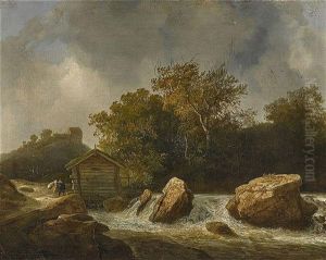 Nordische Flusslandschaft Mit Stromschnelle