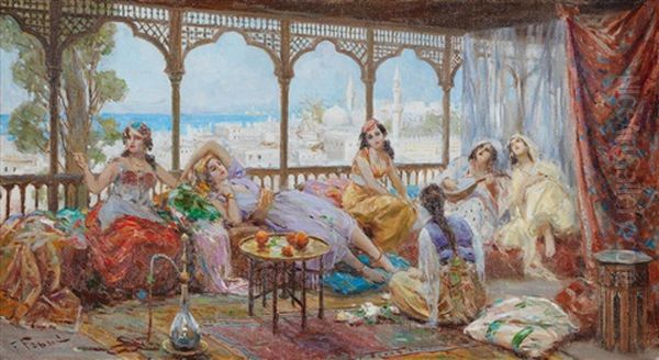 Harem Girls Resting On A Terrace, The Coast Beyond - view 1