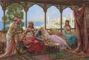 Resting On A Terrace Overlooking A Middle Eastern Coast by Fabbio Fabbi