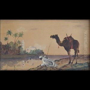 Paesaggio Orientale Con Beduino E Cammello by Fabbio Fabbi
