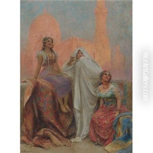 The Three Beauties Standing Before Al Rifa'i Mosque In Cairo by Fabbio Fabbi