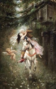 Cavalier Orientale Enlevant Une Jeune Fille (allegorie De L'amour)