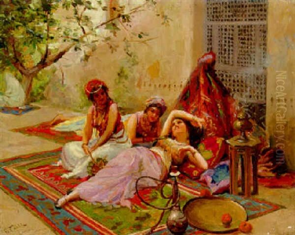 Oriental Girls Resting Beneath A Tree - view 1