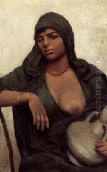 A Woman Holding A Water Jug - view 1