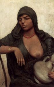 A Woman Holding A Water Jug by Fabbio Fabbi