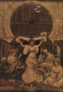 A Moroccan Harem Scene With Dancing Girl, Musicians And Onlookers A Moroccan Harem Scene With Dancing Girl, Musicians And Onlookers