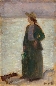 Elegante Dame Beim Strandspaziergang by Hans Von Faber Du Faur