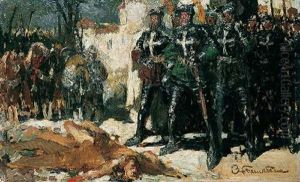 Mittelalterliche Schlachtenszene by Hans Von Faber Du Faur