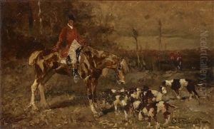 Hunting Rider With Hounds by Otto Von Faber Du Faur